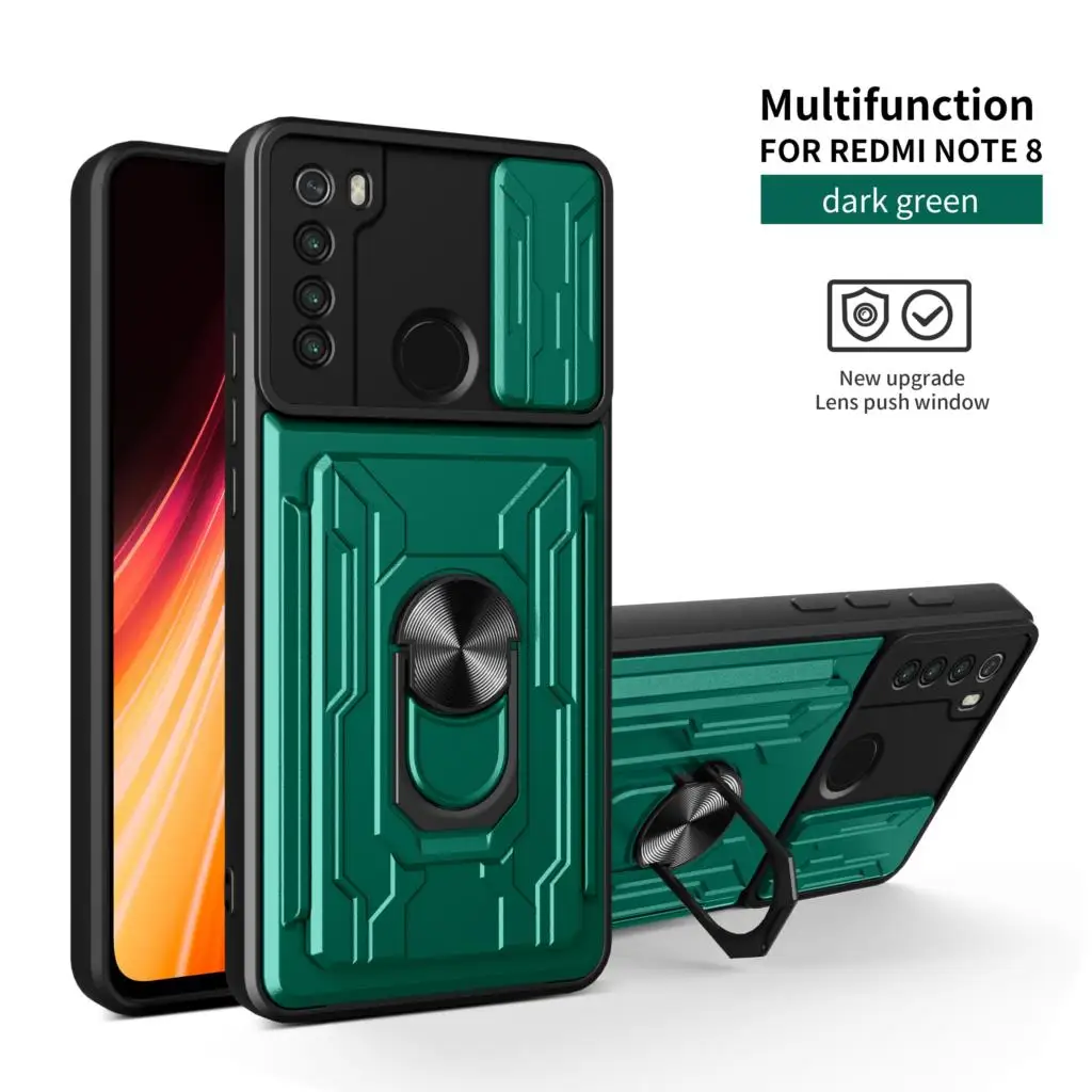 

Магнитный чехол для телефона Xiaomi Redmi Note 8 9 10 11 Pro Max Plus S T E 5G с кольцом-держателем, защитой объектива и карманом для карт