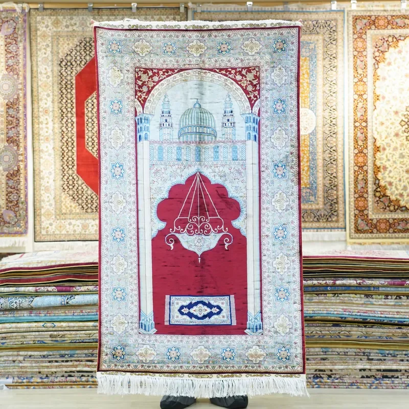 for 3x5ft Silk on Silk Prayer Rug Turkish India Rugs and Nepali Handmade Silk Carpet