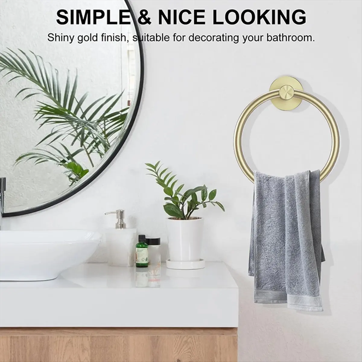 Bathroom Hardware Set Home Bathroom Storage Rack 4-Piece Toilet Tissue Rack and Towel Ring Set Bathroom Towel Bar Set
