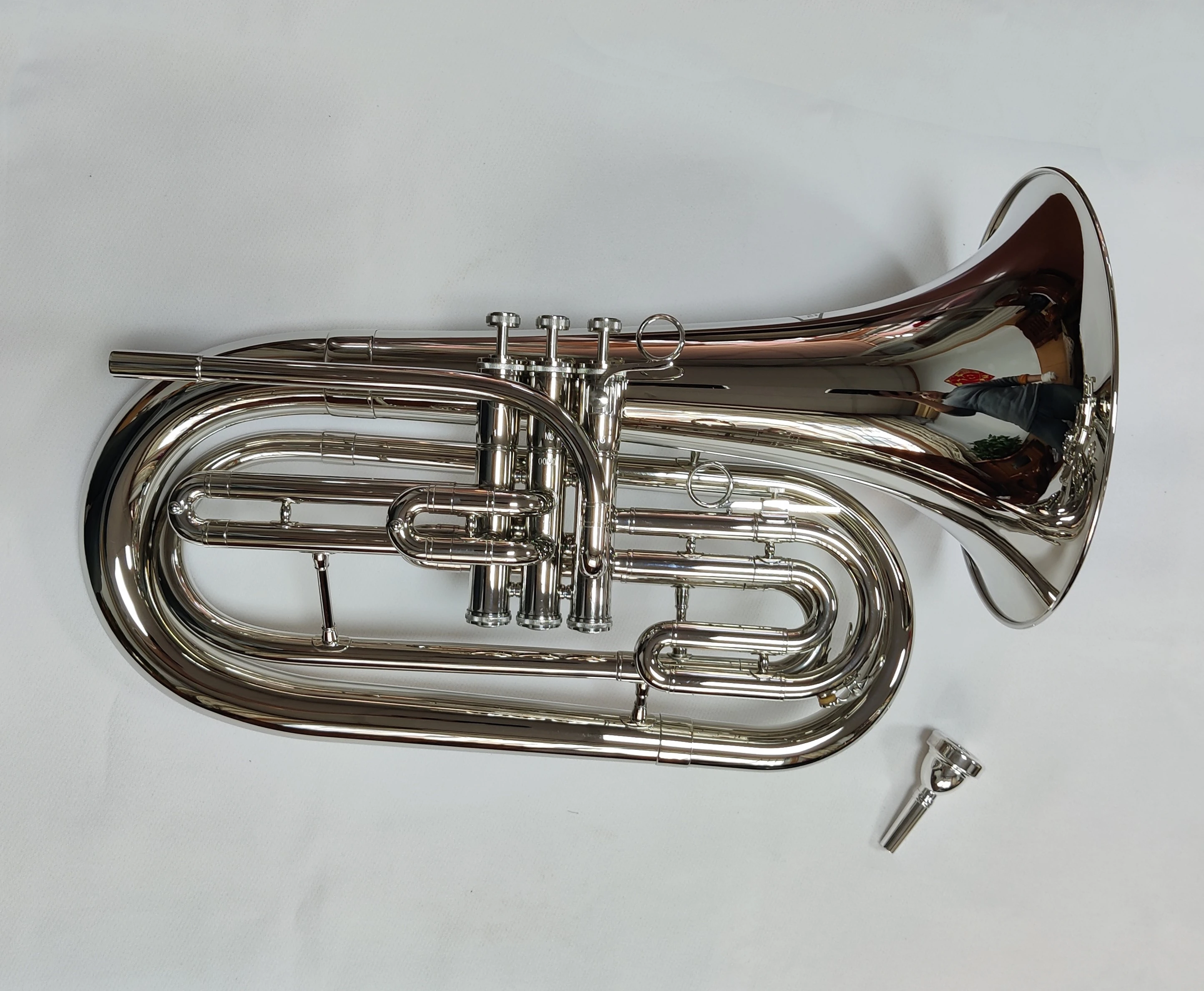 Nickel‑Plated Bb Marching Baritone Horn Solid Brass Musical Instrument for Student Marching Band Outdoor Stage Performance