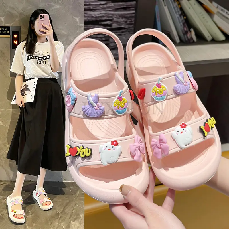 Summer Women Flat With Sandals Slippers EVA Shoes Slides Clogs Garden Shoes Beach Flip Flops Light Soft Slippers For Female