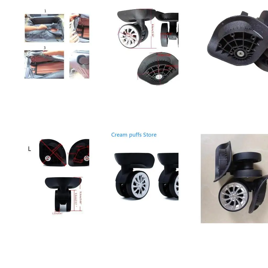 50LE Luaggage Replacement Black Wheel Repair Kits DIY Left & Right Convenient Trolley Case Luggage Wheel