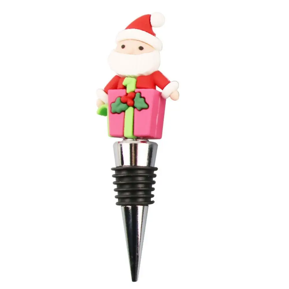 Reusable Christmas Wine Bottle Stopper Vacuum Sealed Keeping Liquid Fresh Metal Wine Corks Twist Cap Rubber Ring
