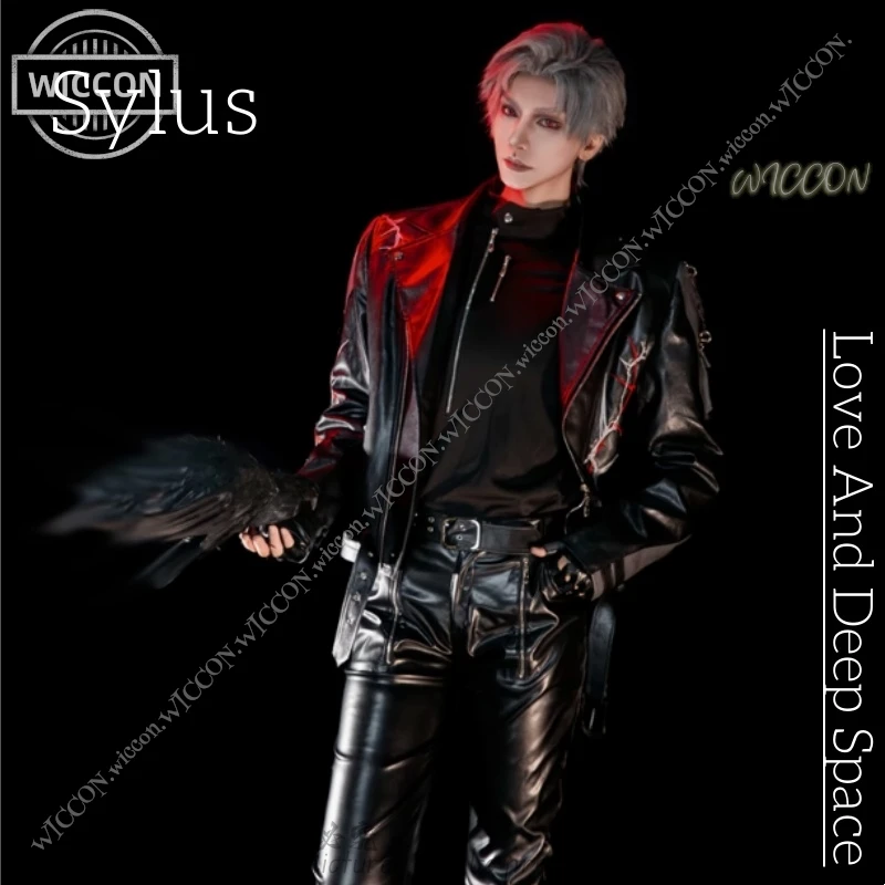 Love And Deep Space Game New Role Play Sylus Cosplay Costume Wig A Stranger From Another World Leather Jacket Qin Che Daily