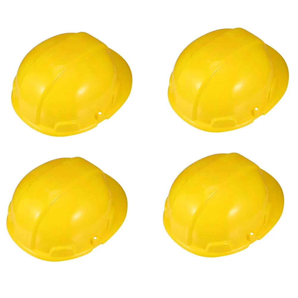 4 Pcs Toy Engineering Hat Kids Yellow Construction Theme Party for Plastic Plaything Child