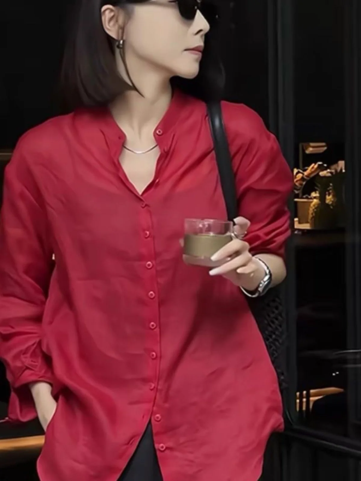 

Ele винтажный тонкий длинный свек с защитой от солнца irt, женский осенний красный повседневный топ для похудения, удобный модный топ для поездок на работу