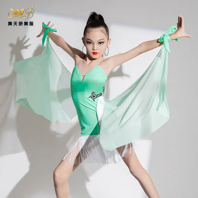 

high-end customize Kids Professional Latin Dance Dress Girls Tango Salsa Samba Ballroom Dance Performance Stage Outfits Costume