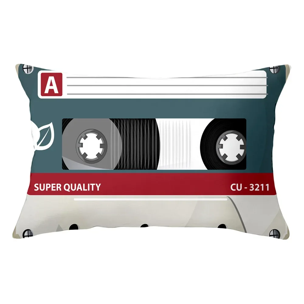 Retro Colorful Audio Cassette Tape Print Pillowcase 30x50cm 40x60cm Music Tape Design Cushion Cover for Home Office Sofa Decor