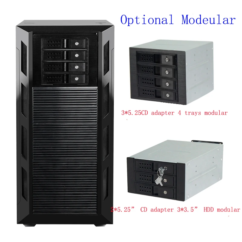 New design gaming computer cases & towers case 10*5.25 CD room include adapter 15*3.5