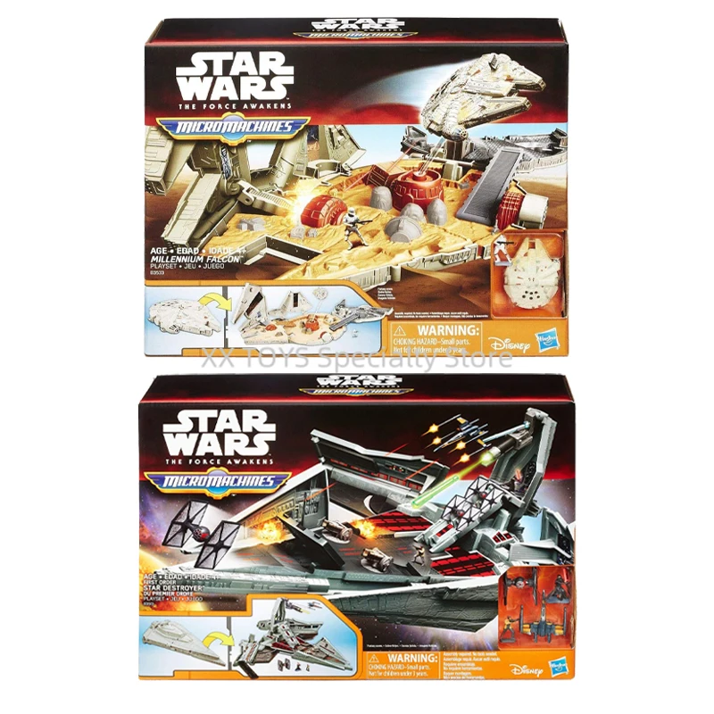 Star Wars The Force Awakens Micro Machines First Order Star Destroyer Millennium Falcon Desktop Model Playset Boy Birthday Gifts