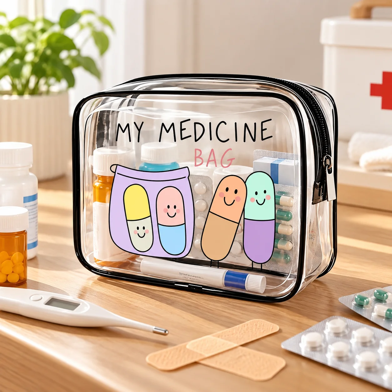 Medicine Bag Transparent PVC First Aid Organizer Travel Medical Storage Pouch Clear Zipper Toiletry Case Medicine Holder