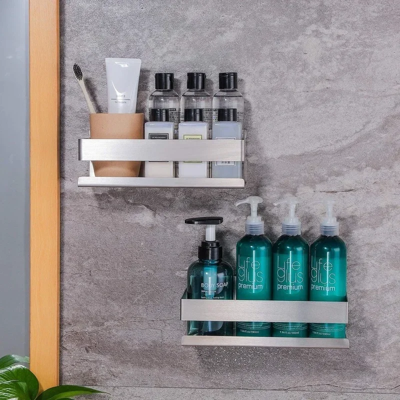 No-Drill-Wandregal aus Edelstahl, Badezimmer- und Küchen-Organizer-Regal zur Gewürzaufbewahrung, stanzfreier Toilettentank-Organizer