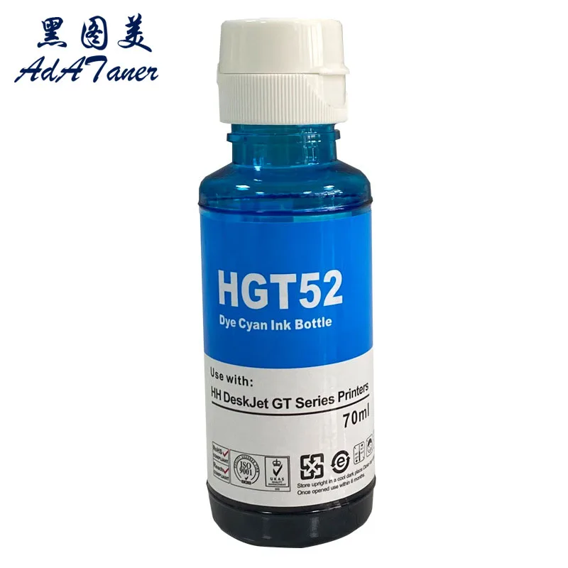 GT51 GT 51 52 53 GT52 GT53 Premium Color Compatible Bottle Water Based Refill Inkjet Ink For HP DeskJet GT 5810 5820 Printer