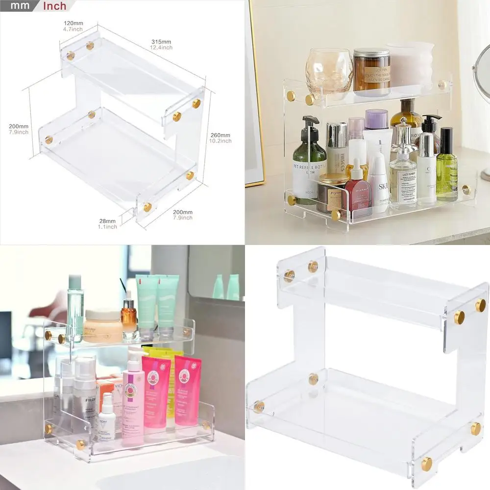 

2-Tier Acrylic Bathroom Organizer with Standing Cosmetic Holder for Perfume and Toiletries