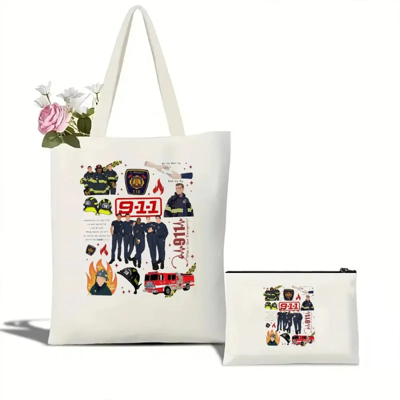 9-1-1 Television Show Canvas Tote Bag Evan Buckley Shoulder Bag Bobby Nash Shirt Movie Bag American TV Series Shoulder Bag