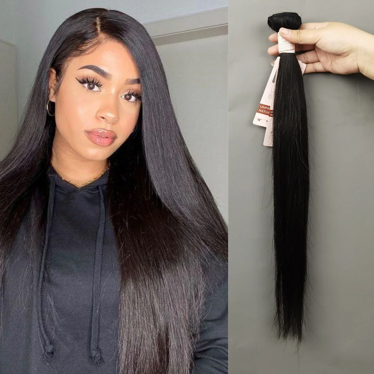 50g Natural Human Hair Extensions 100% Raw Remy Hair Straight Hair Weavings 10-30 Inch For Women Double Drawn Brazilian