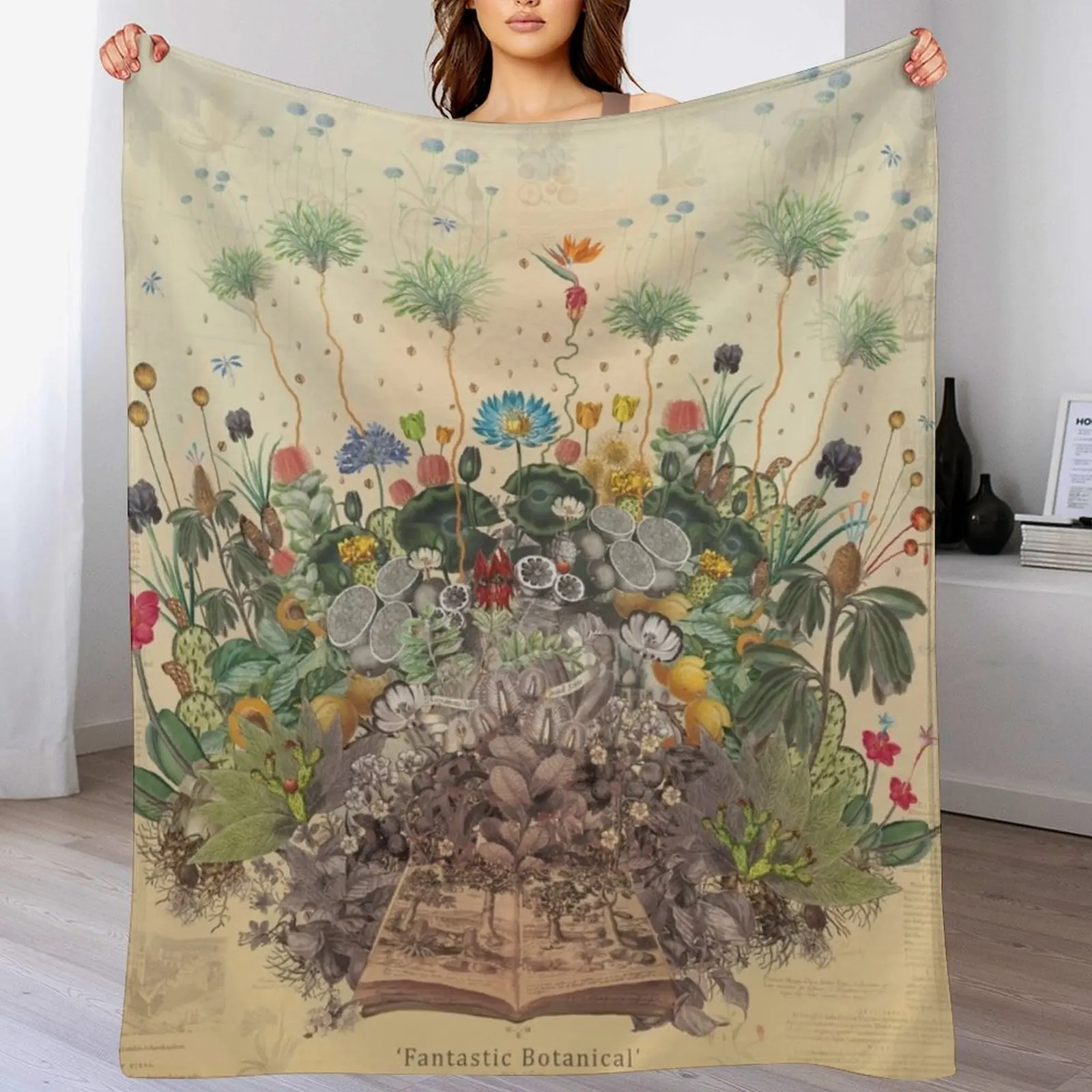 

FANTASTIC BOTANICAL Throw Blanket Decorative Sofas Beautifuls Blankets