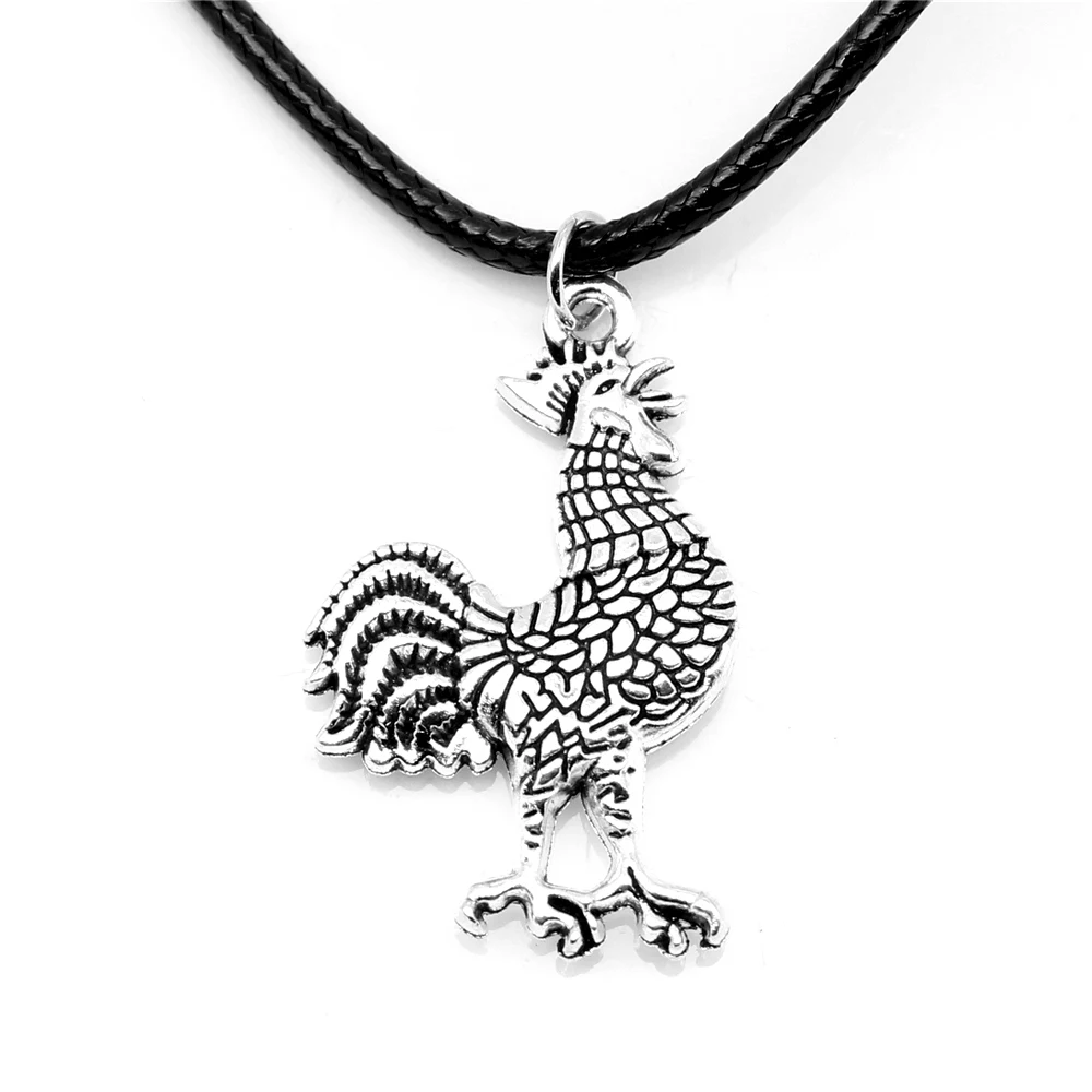 1pcs Antique Silver Color 20x30mm Rooster Necklace Handmade Jewerly Diy