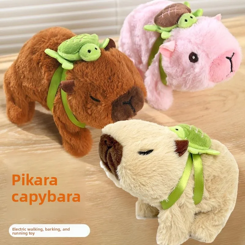 2026 Cross-border simulation of electric plush Capibala dolls can walk and cry electronic pet capybara children's toys
