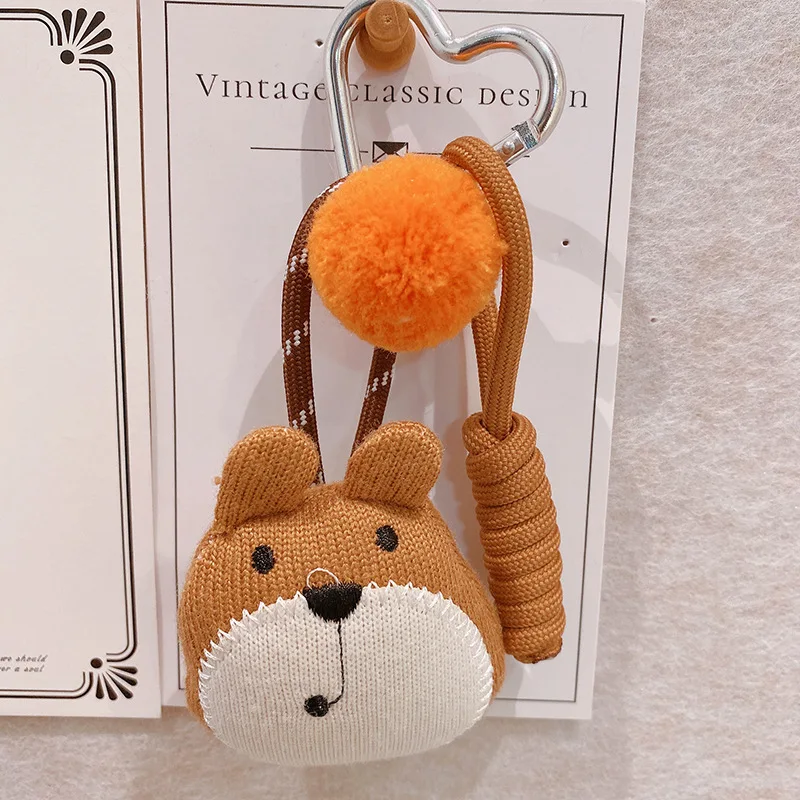 Fabric Forest Animal Doll Car Keychain for Women Nylon Rope Bag Charm Phone Lanyard Lightweight Soft Cute Daily Brown Green