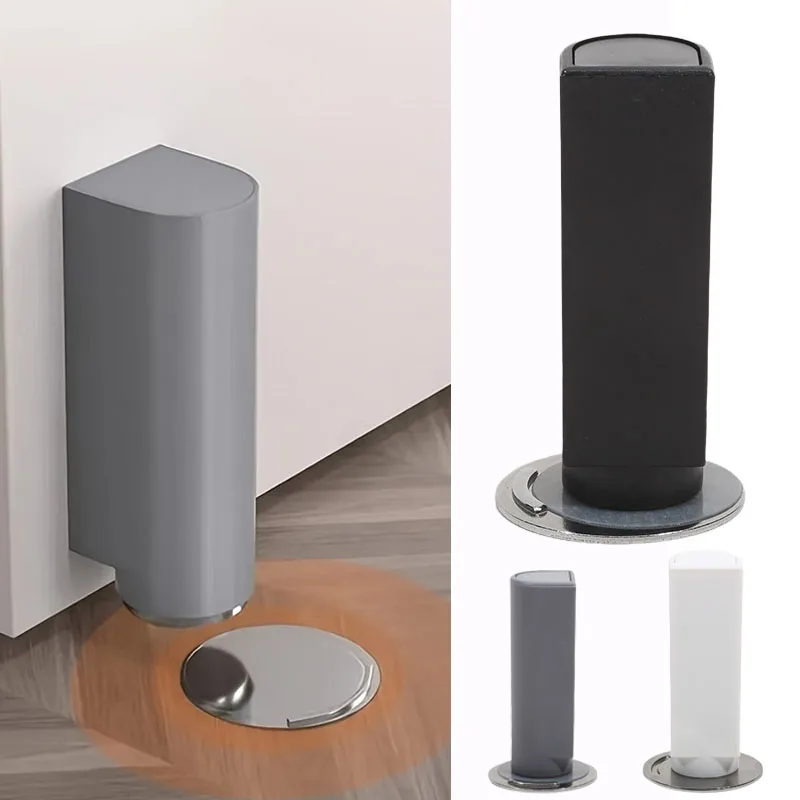 Heavy Duty Magnetic Door Stopper Stainless Steel Doorstop Black Without Punching Door Suction Door Holder Door Hardware Touch