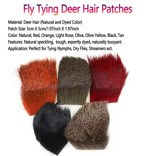 Imagen 2 del producto Bimoo, 2 uds., 5x5cm, atado de moscas, parche para el pelo de ciervo, piel, ninfa, mosca seca, serpentina, bajo, insecto, pececillo, pelo de alce, Caddis, Material de atado de moscas secas