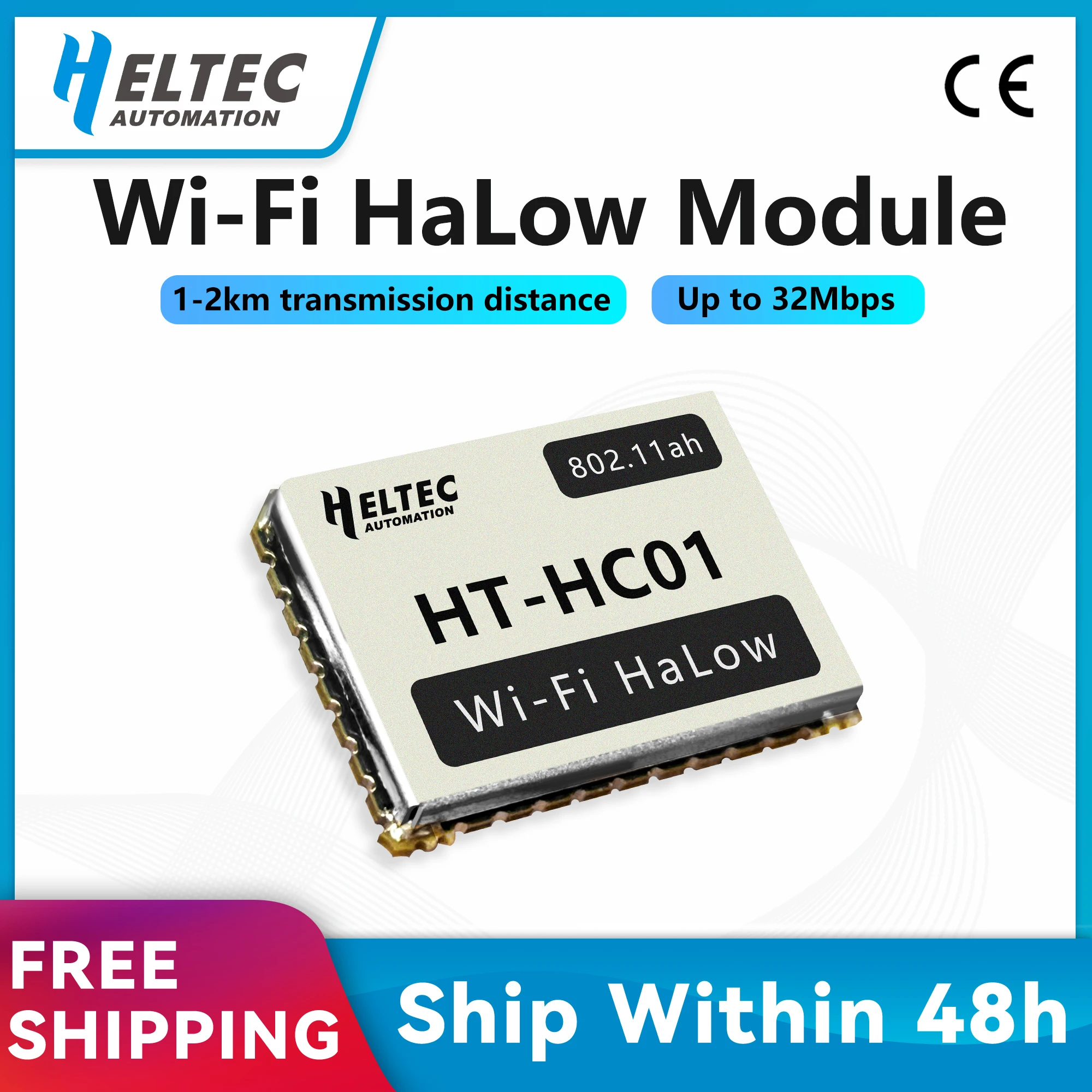 Heltec Wi-Fi HaLow Module HT HC01 Sub 1GHz Dual Band 24GHz Wi-Fi MESH Long Range High-Speed Data Transfer Wireless Access IoT