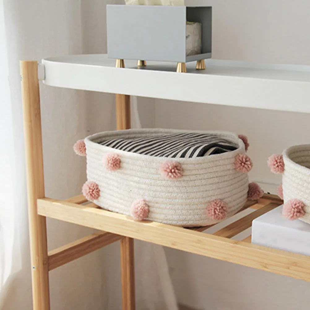 

Cotton Woven Storage Basket Organizer for Sundries Snacks Makeup Home Decor Space Saving Easy to Clean Carry Modern