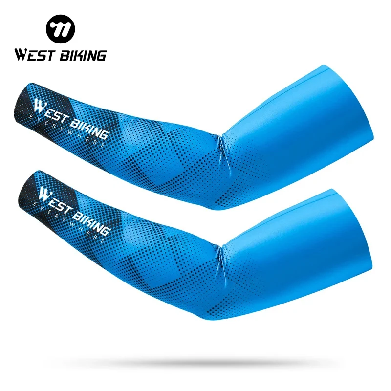 

WEST BIKING Summer Sunproof Arm Sleeves UV Protection Seamless Digital Printing Cycling Running Sleeves Cooling Sport Gear