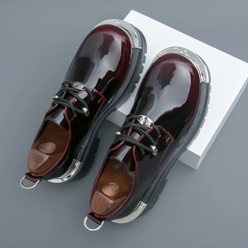 

Мужские туфли дерби из искусственной кожи с толстой подошвой и кружевом, модная классическая повседневная мужская обувь