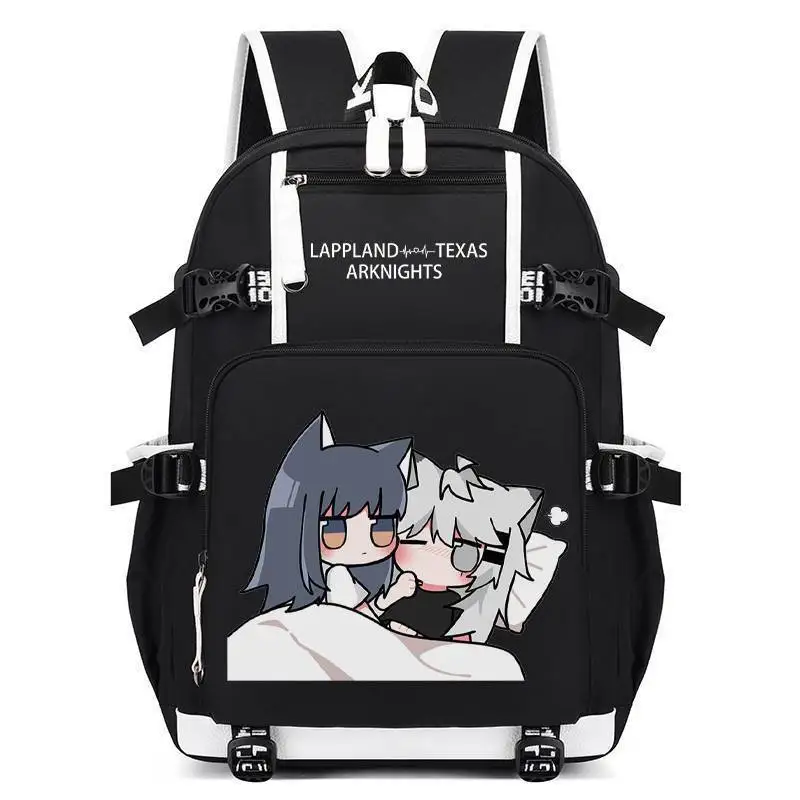 Anime Arknights Dual Wolf Combination Lapland Texas  Merchandise Student Unisex Double Shoulder Back