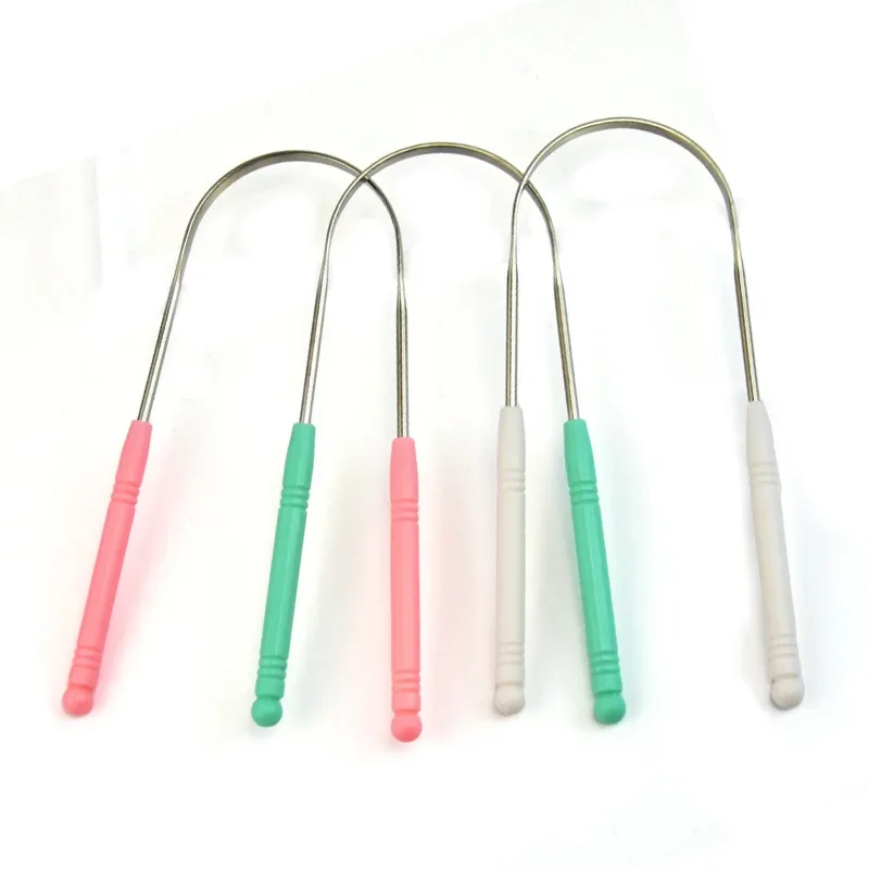 

혀 스크레퍼 Hot 1PC Stainless Steel Tongue Scraper Cleaner Fresh Breath Cleaning Coated Tongue Toothbrush Oral Hygiene Care Tools