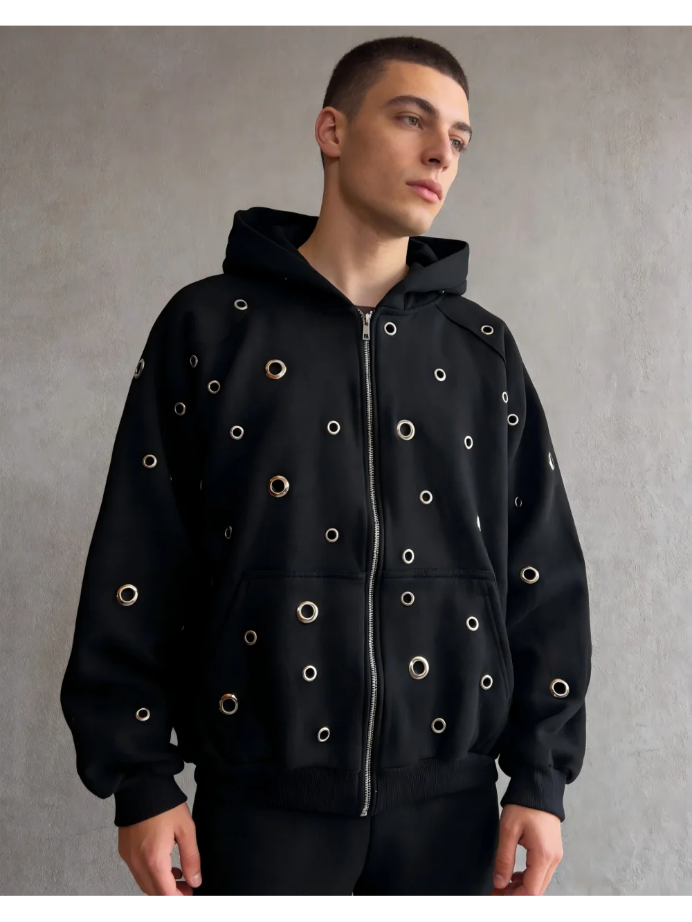 

Новая летняя толстовка 2026 года в американском ретро-стиле с металлическими элементами, капюшоном и молнией, свободного кроя, повседневная, модная, трендовая, в стиле панк и готика