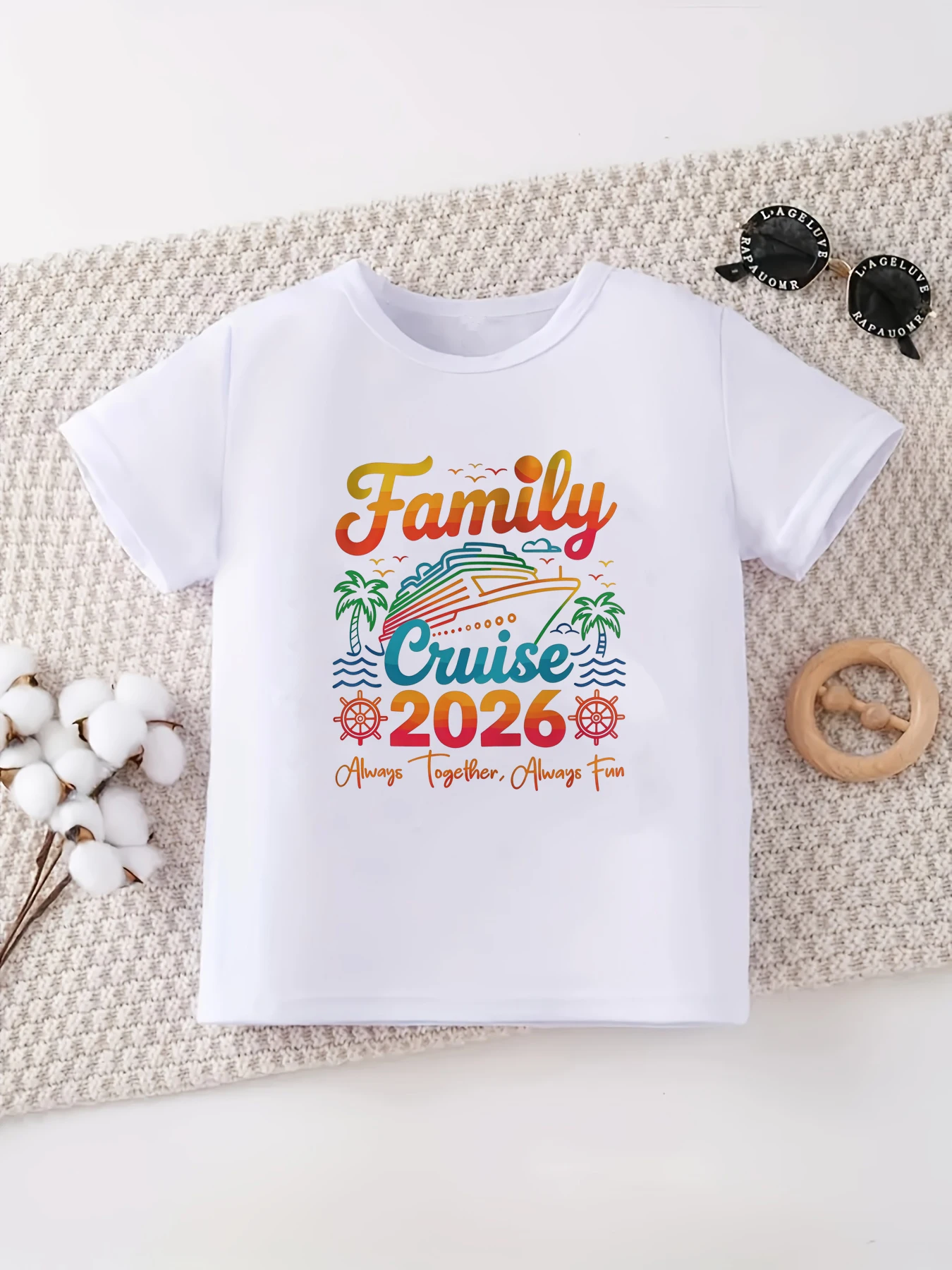 

Family Cruise 2026 Always Together Always Fun Printed T Shirt Girls/Boys Kawaii Kids Clothes Summer Short Sleeve T-Shirt