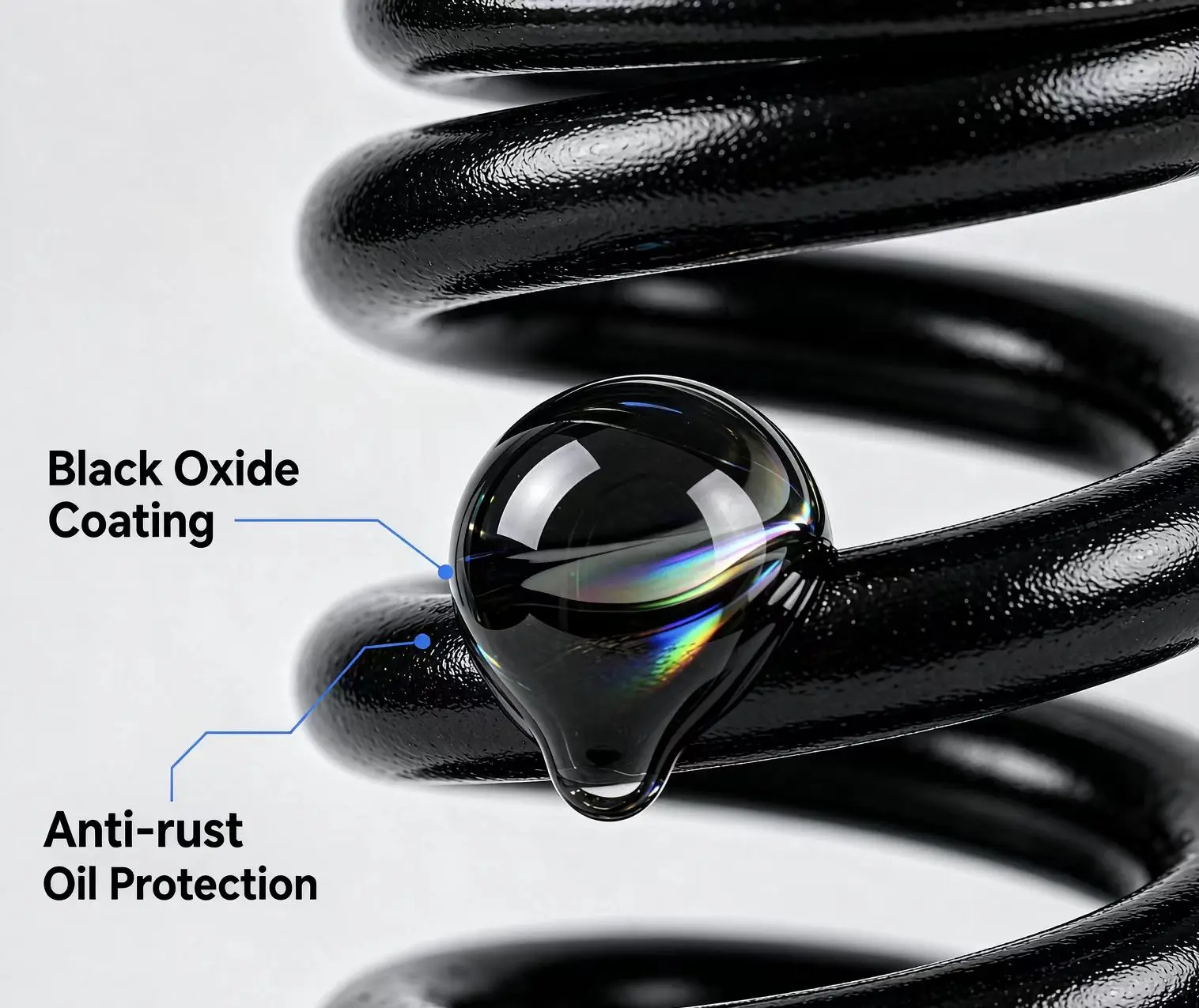 65Mn Spring Steel Cylindrical Compression Spring, Wire Diameter 2.0mm, OD 10‑30mm Free Length 15‑100mm, Black Oxide Anti‑rust