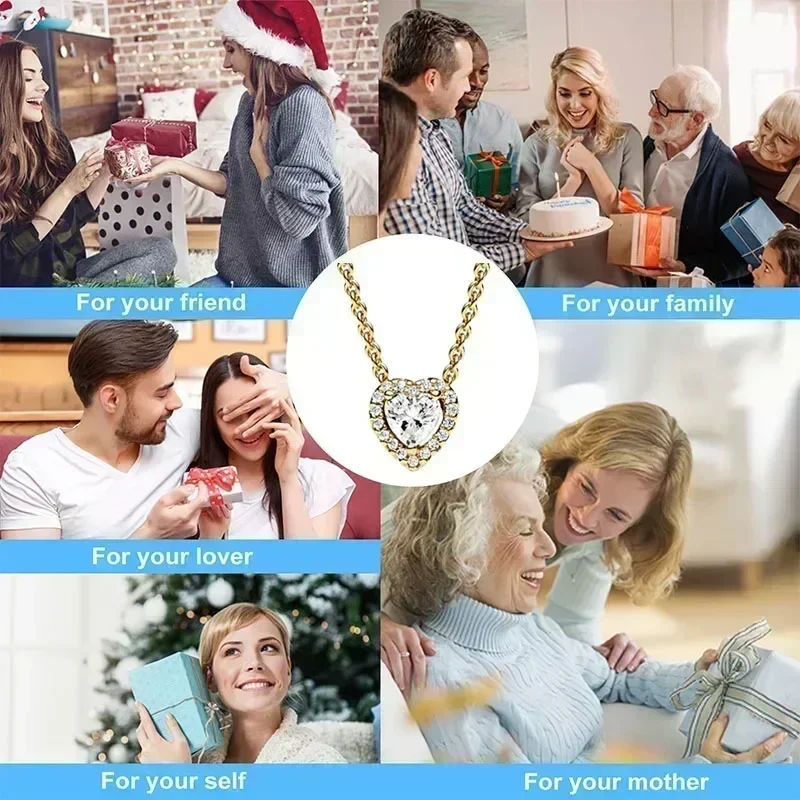 

2025 Classic Heart shaped Necklace 925 Sterling Silver Shining Zircon Heart Pendant Necklace Luxury Charm Women's Exquisite Gift