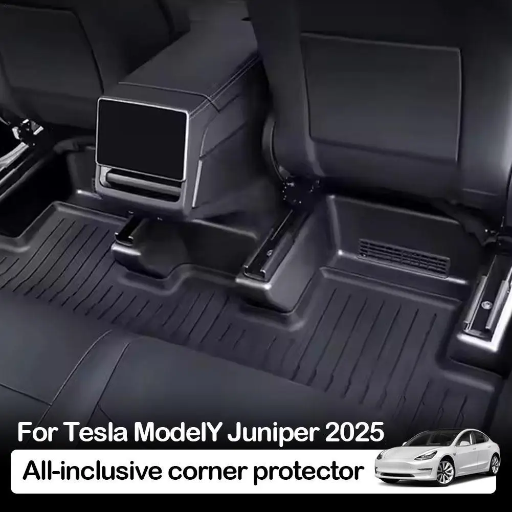 Protector de esquina para debajo del asiento Tesla Model Y Juniper 2025 TPE, cubierta protectora de rieles deslizantes, decoración antipatadas, accesorios flocados