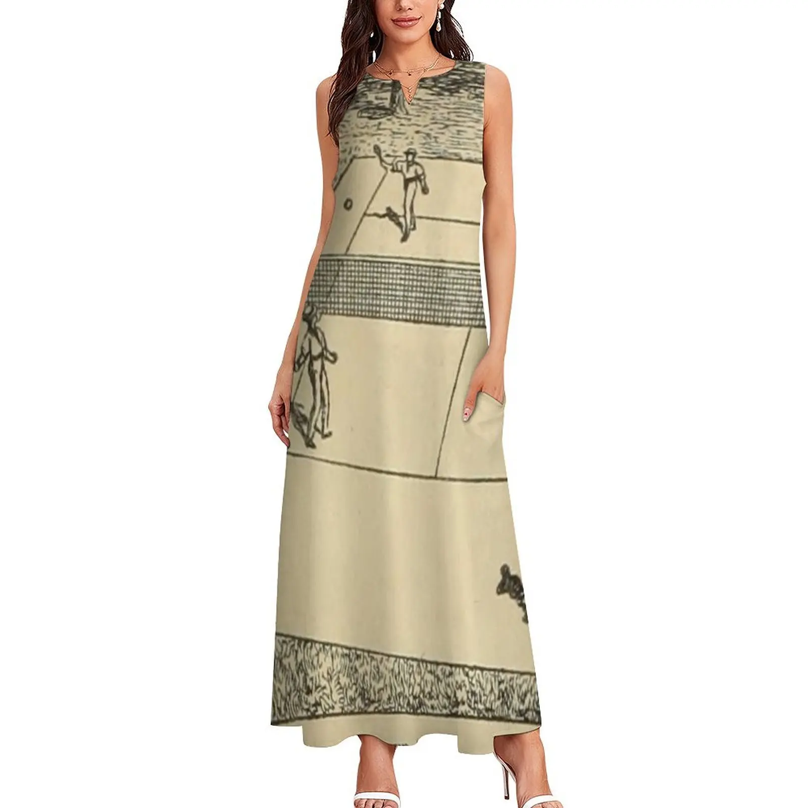 Lawn Tennis Vintage Drawing Long Dress birthday dress dresses for womens 2025 Women dresses summer Elegant gowns