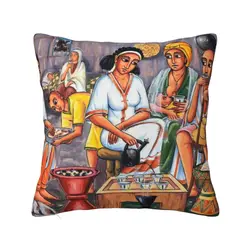 Ethiopian Coffee Ceremony Pillow Case 40x40cm Decoration Cute Cushions for Sofa Square Pillowcase