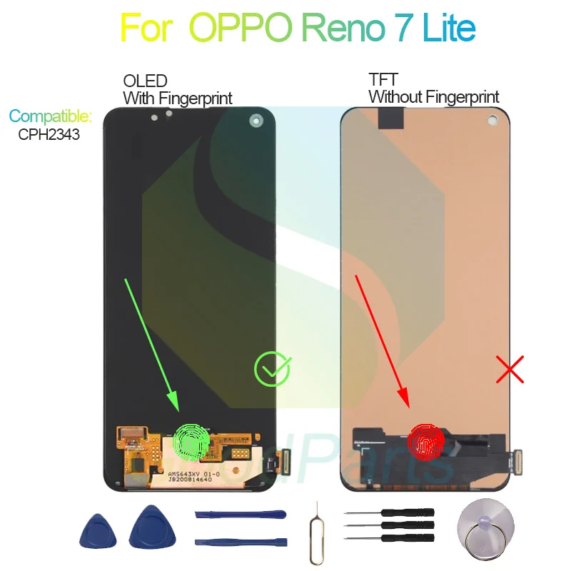 Dla OPPO Reno 7 Lite ekran wymiana wyświetlacza 2400*1080 CPH2343 Reno 7 Lite LCD dotykowy Digitizer montaż — zdjęcie 3