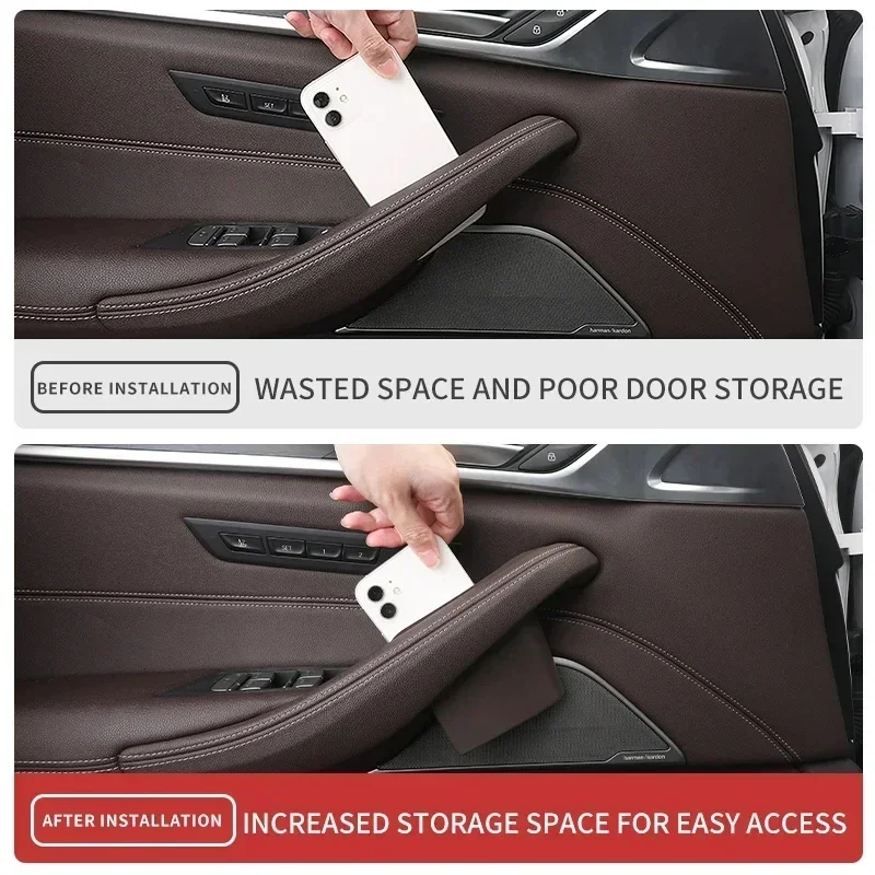 

Car Door Handle Storage Box for BMW G30 5 Series 2018-2022 Inner Door Handles Sundries Organizer Box Phone Holder Accessories