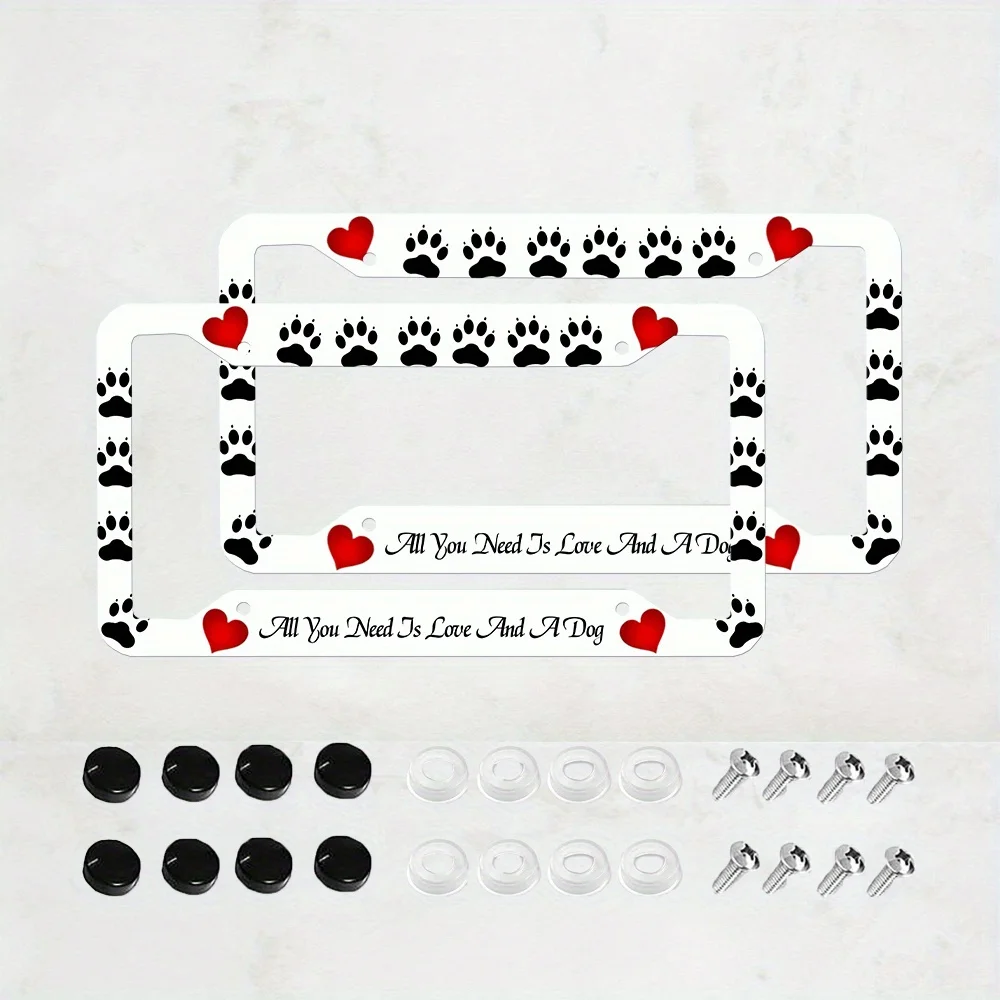 

Комплект из 2 алюминиевых рамок для номерных знаков «Любитель собак», универсальные аксессуары для модификации автомобиля, забавные и стильные, для стандартного размера номерного знака США