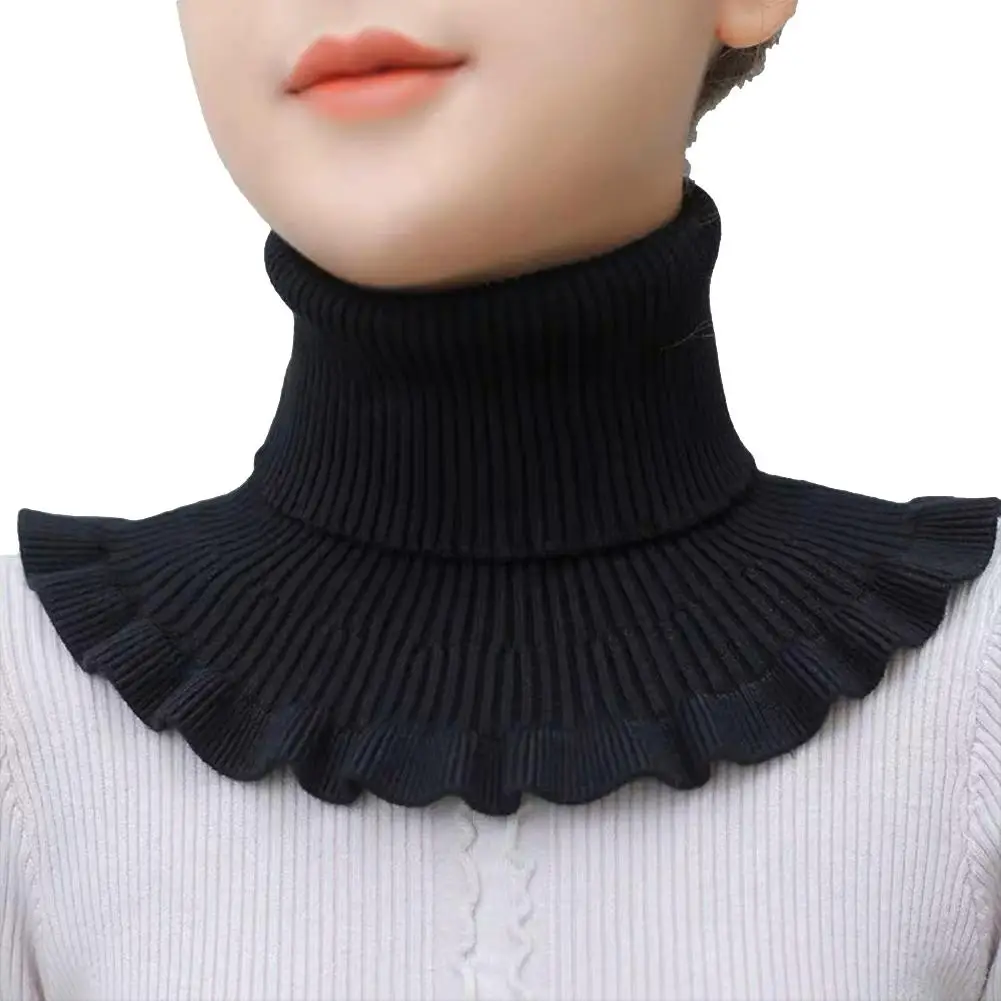 Cuello de punto elástico para mujer, cuello falso de lana, bufanda de moda, adornos de Color sólido, U7s7