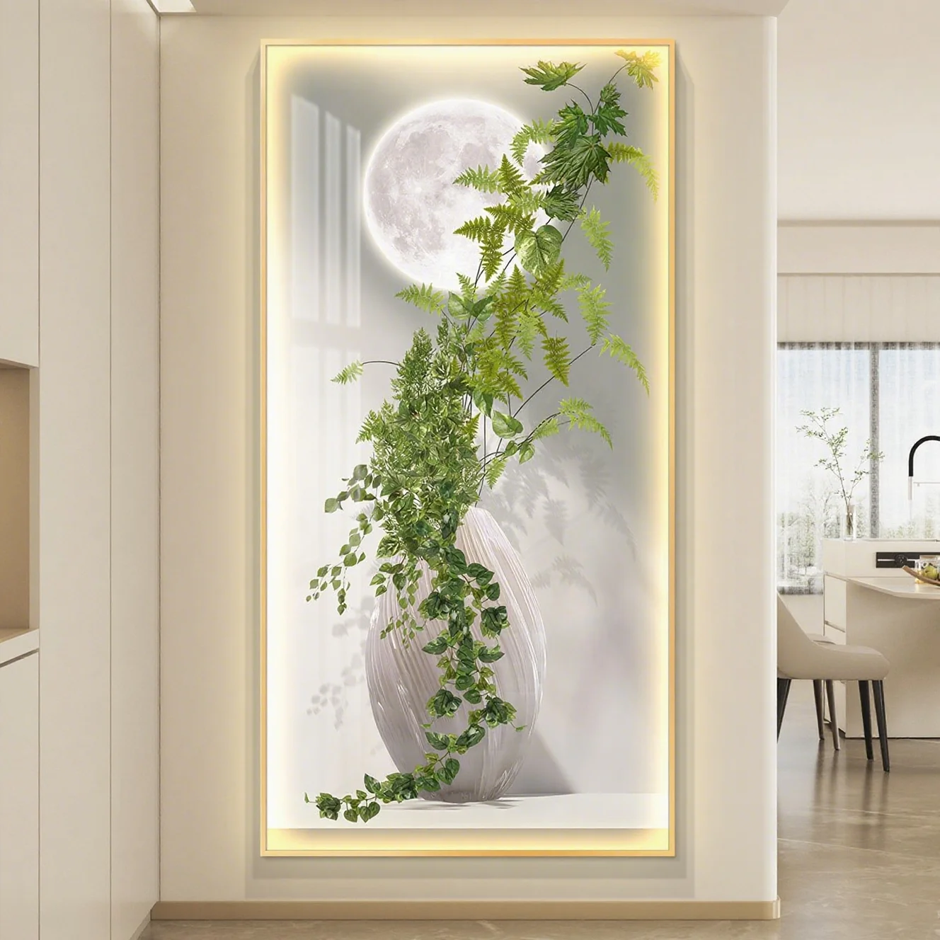 Cream Style Light Luxury LED With Light Entrance Decoration Painting Corridor Hanging Painting Simple And High-end Mural Light