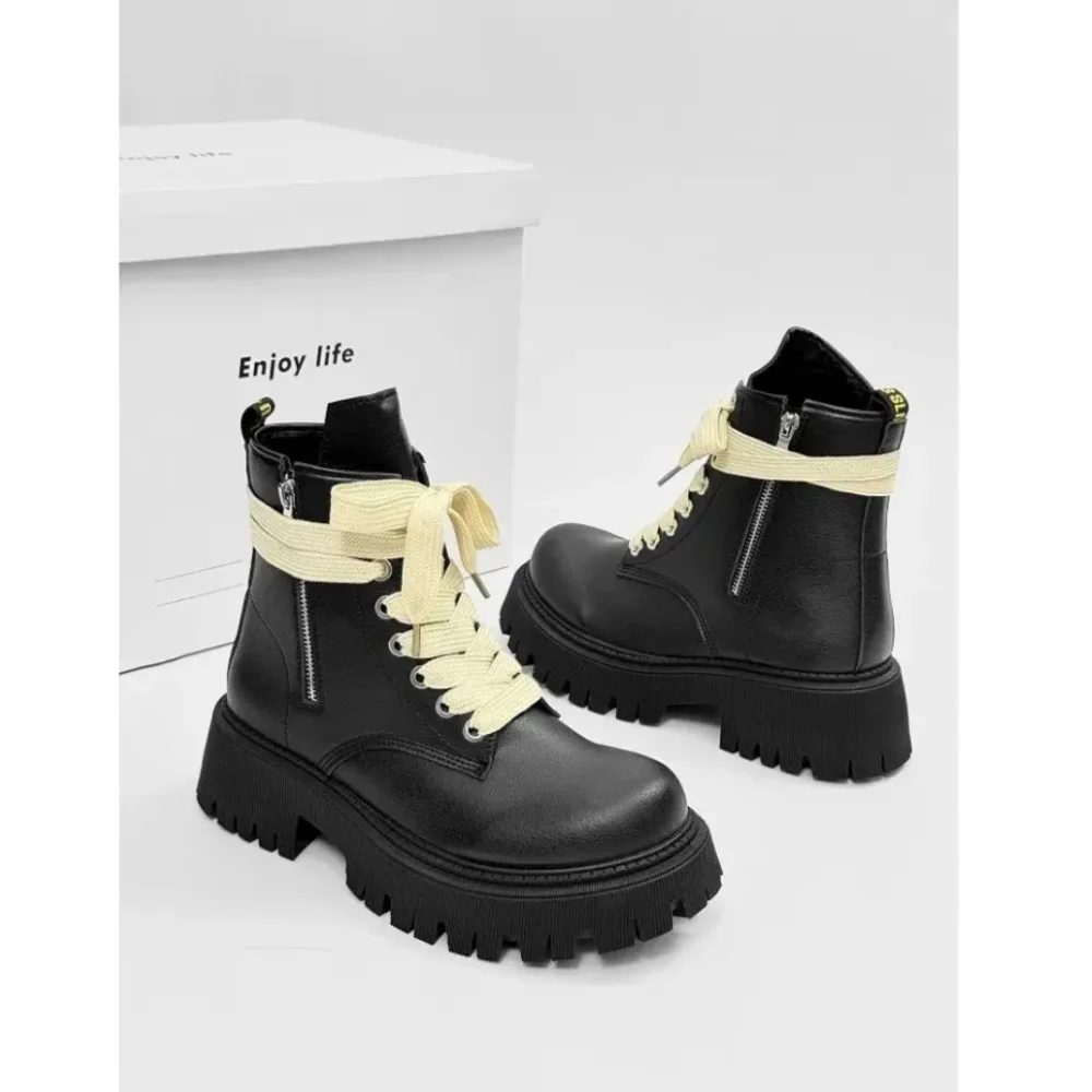 

2026 British style zipper Chelsea boots men's motorcycle boots autumn and winter leather high-top thick-soled snow boots