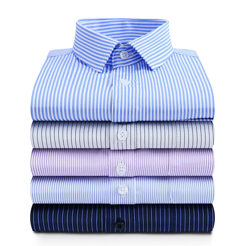 

2023 Fall Men's Long Sleeve Business Non-Ironing Blue Striped Shirt