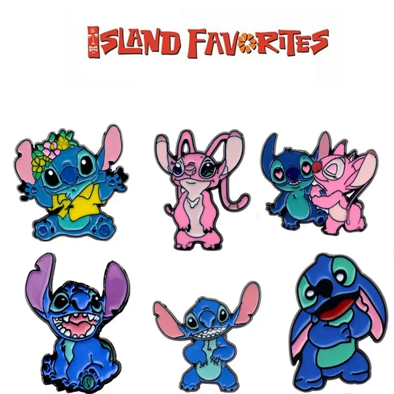 Cute Disney Stitch Angels Enamel Pins Cartoon Lilo&Stitch Metal Brooches Denim Jacket Pin Ladies Brooch Boys Gift for Friends