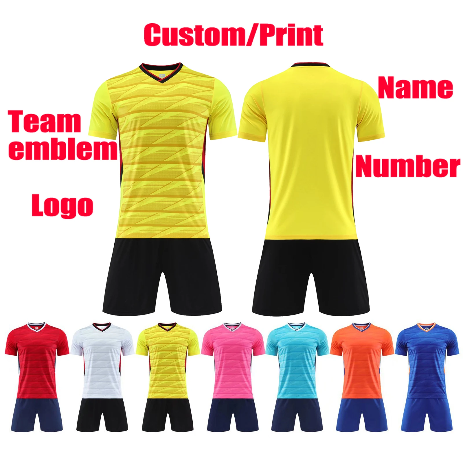 Football uniform custom Football training jersey Logo custom DIY Adults and Kid Soccer Clothes jersey Sets Short Sleeve