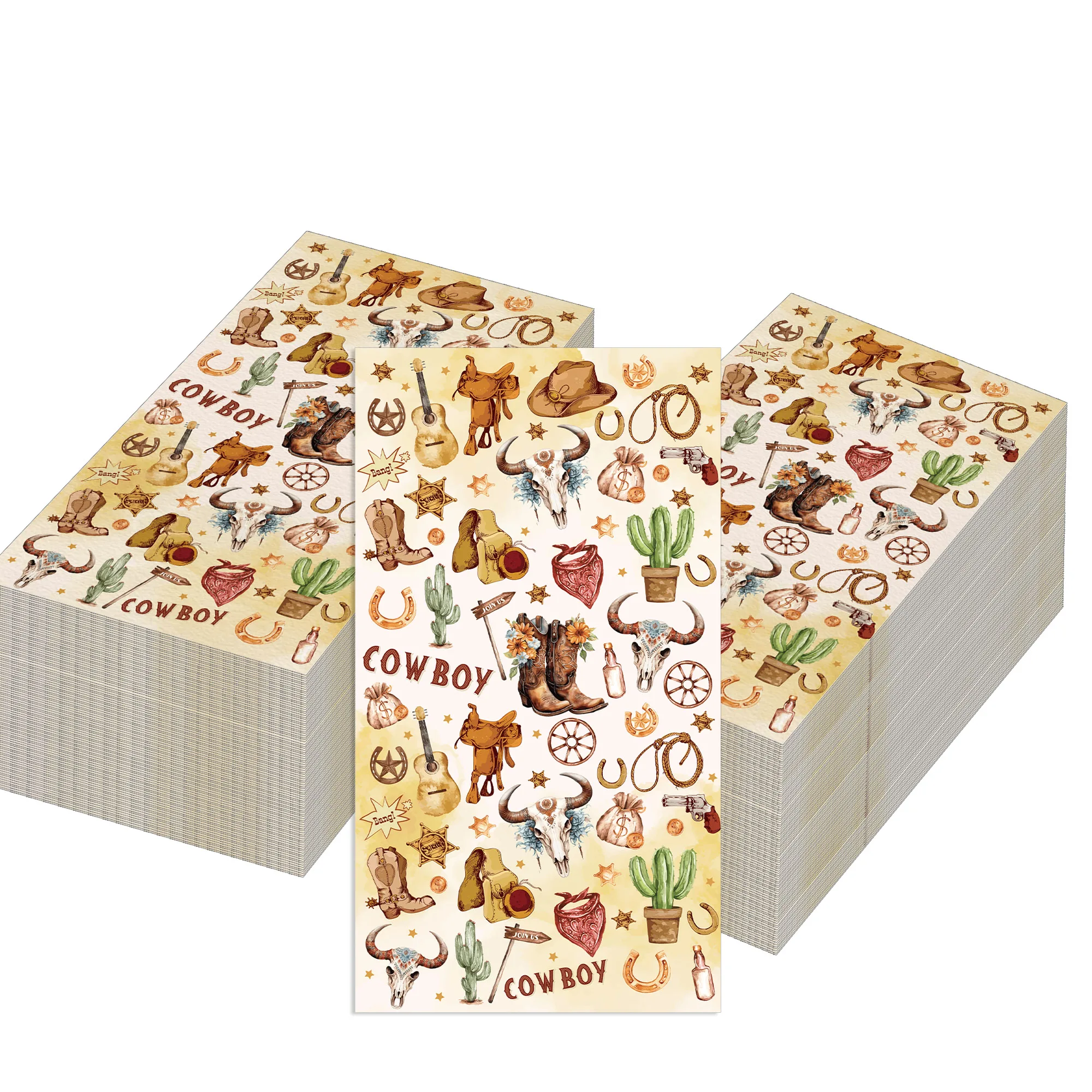20/40/60/80pcs Retro Wild West Cowboy Disposable Paper Napkins Western Style Napkins for Birthday Wedding Table Decoration