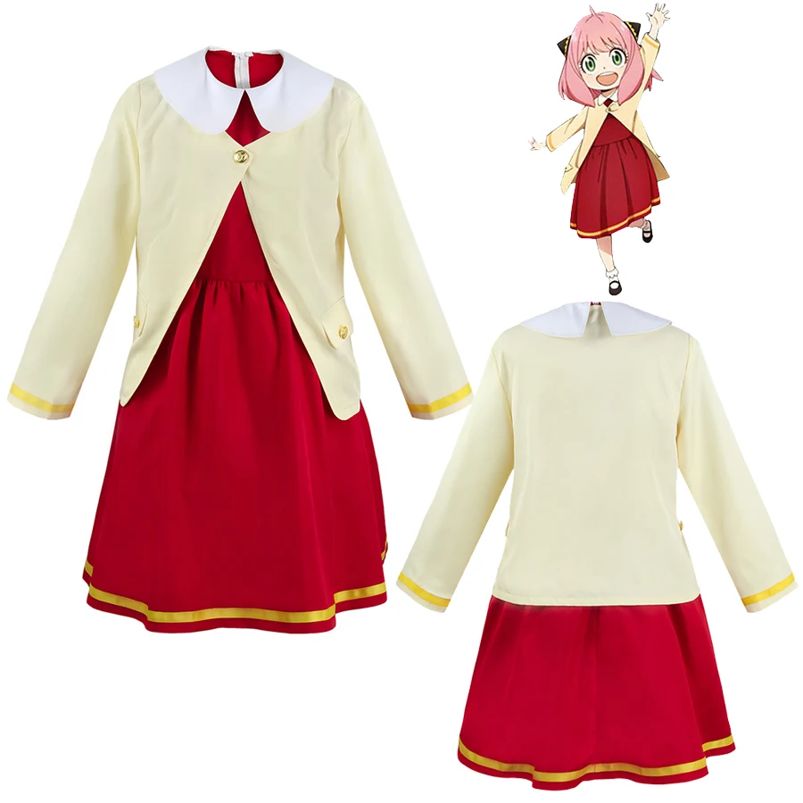 Anime SPY X FAMILY Anya Forger costumi Cosplay Dress Anya Cosplay uniforme parrucca rosa copricapo vestiti da festa di Halloween per bambino